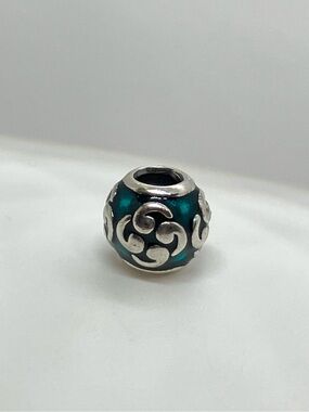 Pandora 925 ALE Teal Enamel Zen Symbol Sterling Silver Charm Bead | Retired